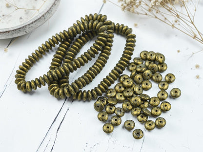 Czech Glass Beads - Rondelle Spacer - Picasso Beads - Disc Spacer - Rondelle Beads - 6x2mm - 50pcs - (3559)