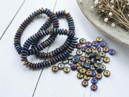 Czech Glass Beads - Rondelle Spacer - Picasso Beads - Disc Spacer - Rondelle Beads - 6x2mm - 50pcs - (3369)