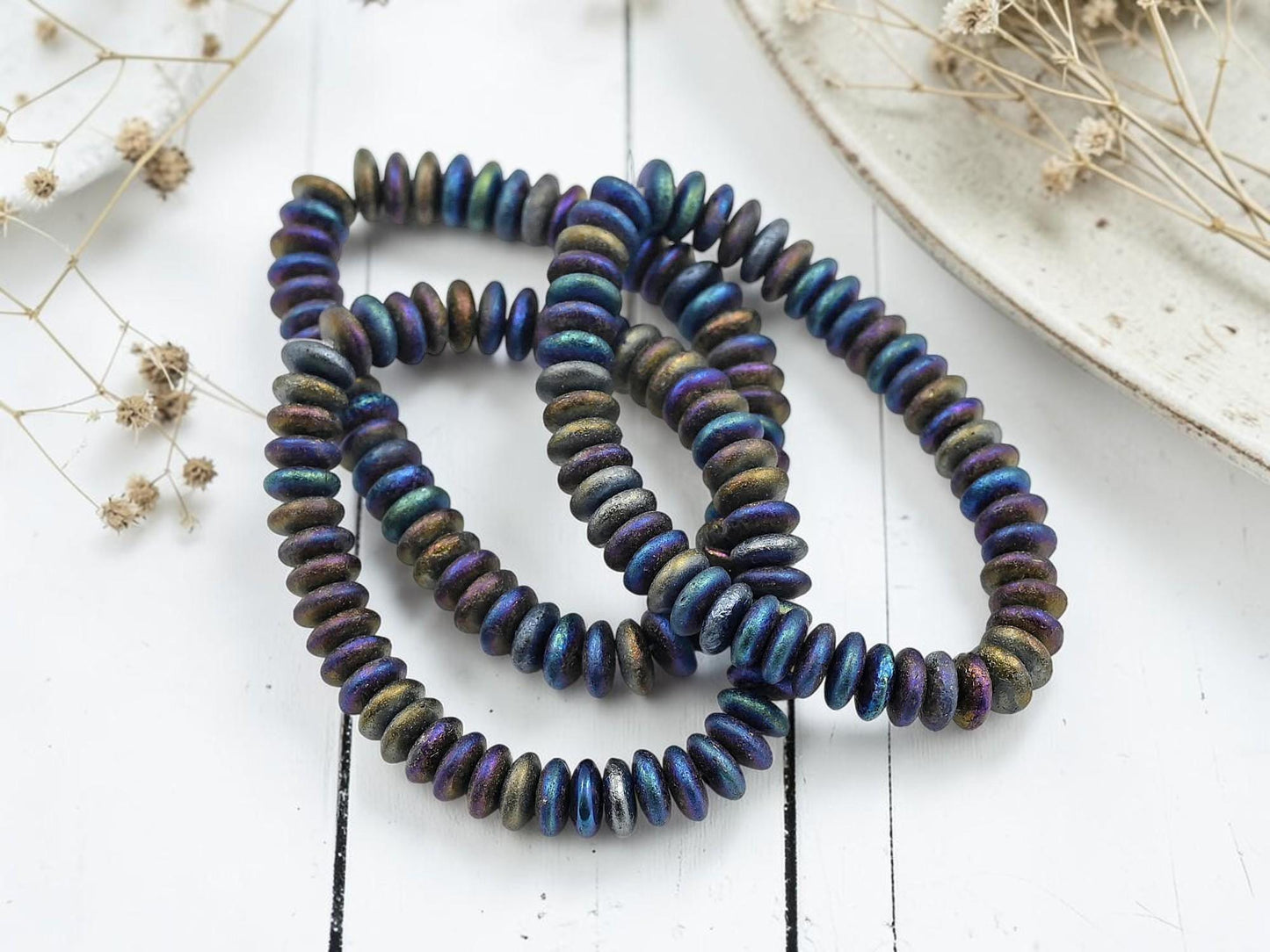 Czech Glass Beads - Rondelle Spacer - Picasso Beads - Disc Spacer - Rondelle Beads - 6x2mm - 50pcs - (3369)