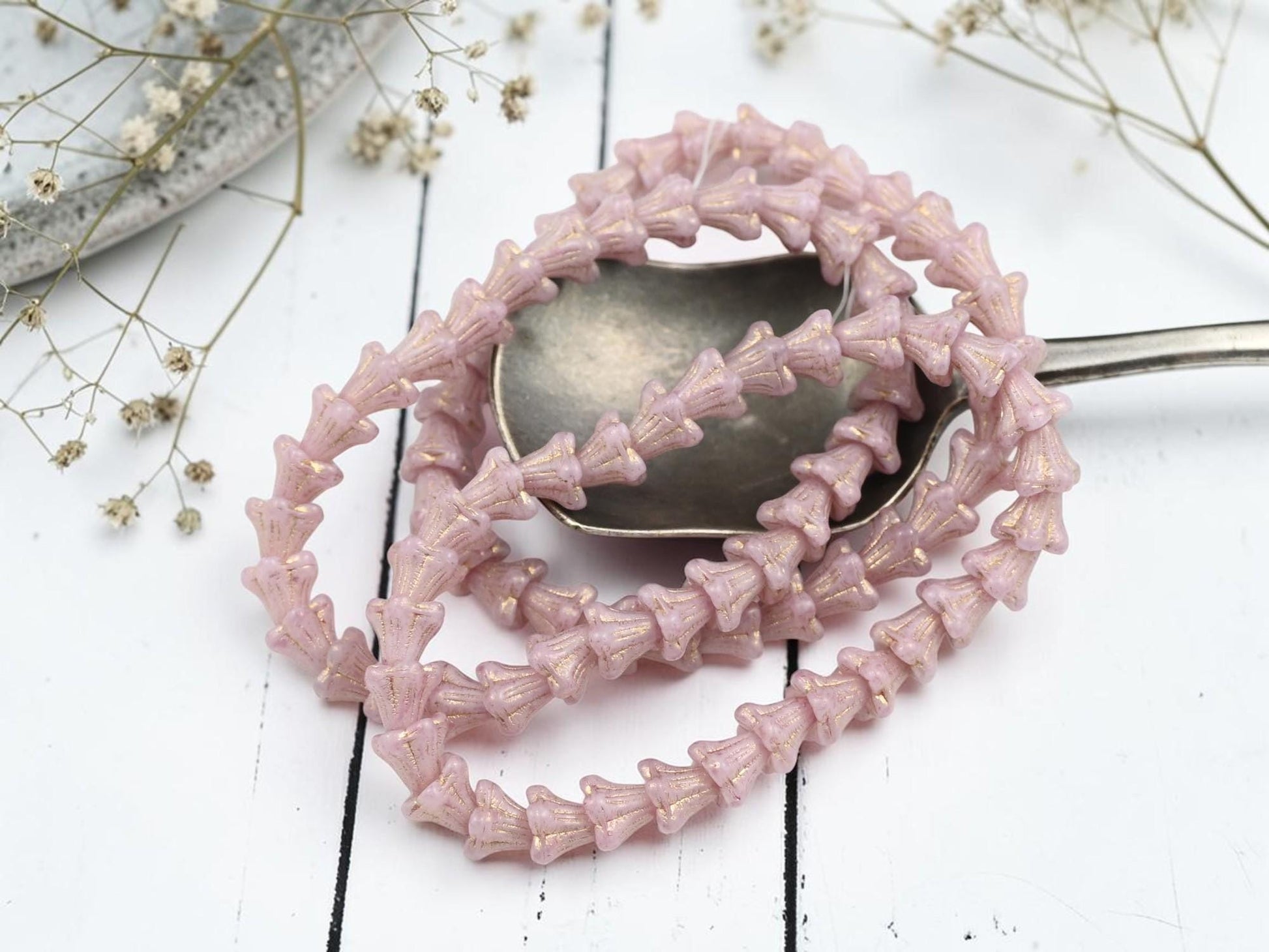 Czech Glass Beads - Bell Flower - Small Flower Beads - 5x6mm - 30pcs - (3378)