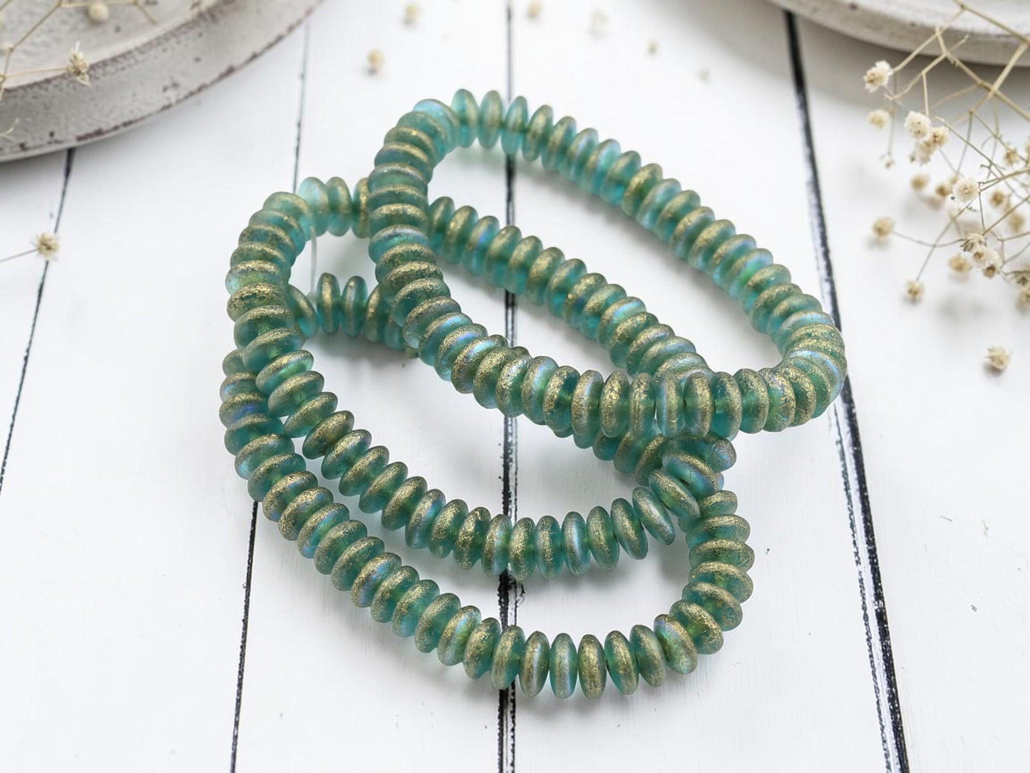 Czech Glass Beads - Rondelle Spacer - Picasso Beads - Disc Spacer - Rondelle Beads - 6x2mm - 50pcs - (4649)