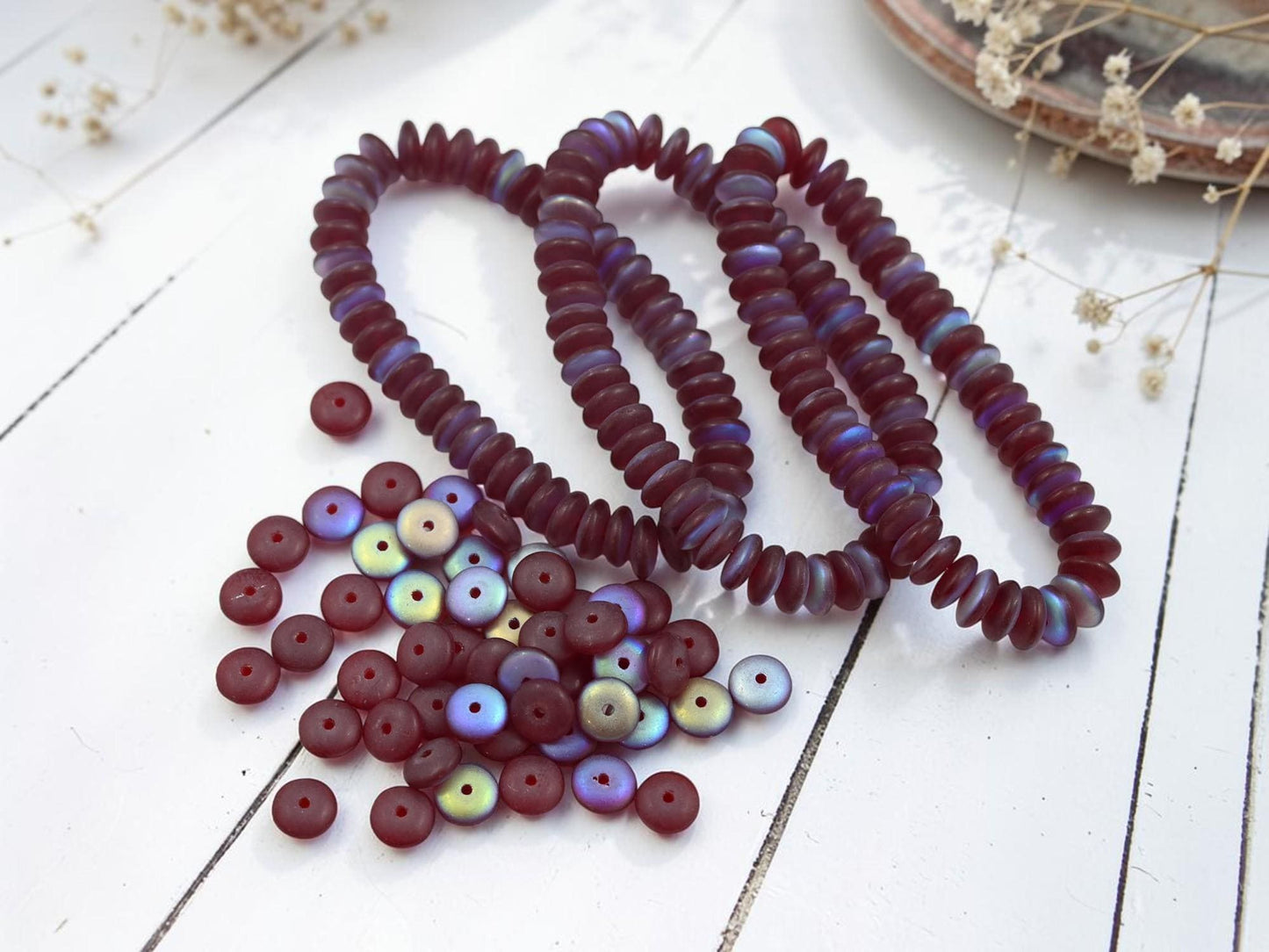 Czech Glass Beads - Rondelle Spacer - Picasso Beads - Disc Spacer - Rondelle Beads - 6x2mm - 50pcs - (4776)