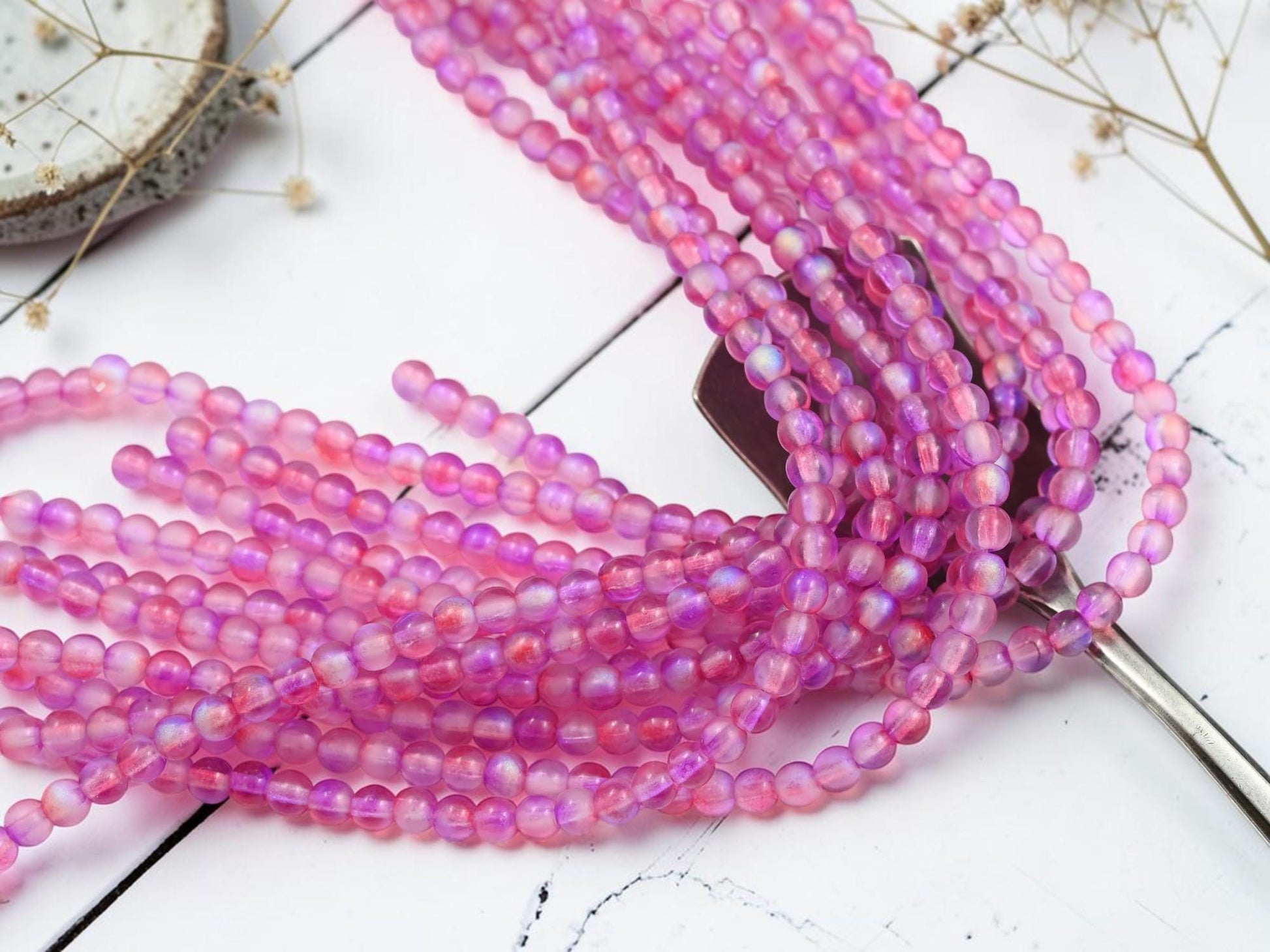 Czech Glass Round Druk Beads - Rose Celestial - 4mm - 50pcs - (B596)