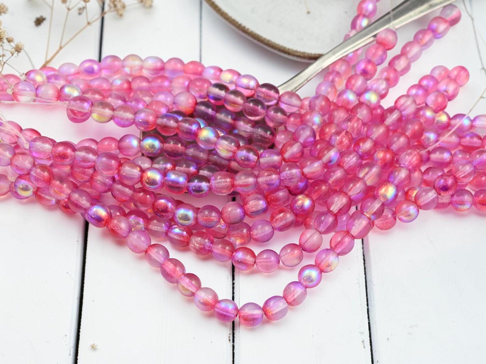 Czech Glass Round Druk Beads - Rose Celestial - 6mm - 25pcs - (B905)