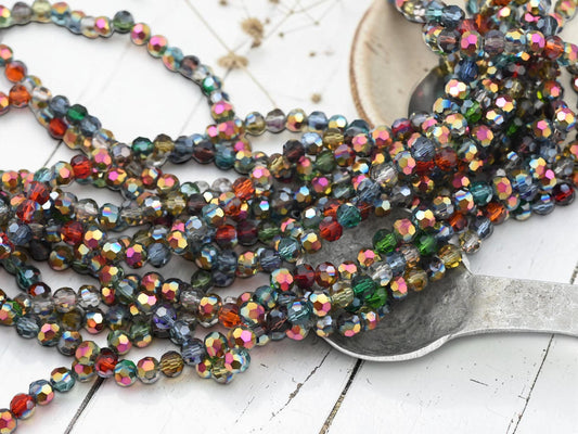 Glass Bead Strands - Fire Polished Beads - Chinese Crystal - Faceted Beads - Electroplated Glass - 20" Strand - (1851)