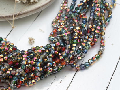 Glass Bead Strands - Fire Polished Beads - Chinese Crystal - Faceted Beads - Electroplated Glass - 20" Strand - (1851)