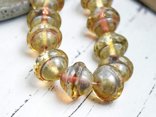 Picasso Beads - Czech Glass Beads - Saturn Beads - Chunky Beads - Large Glass Beads - 10x12mm - 12pcs - (B53)