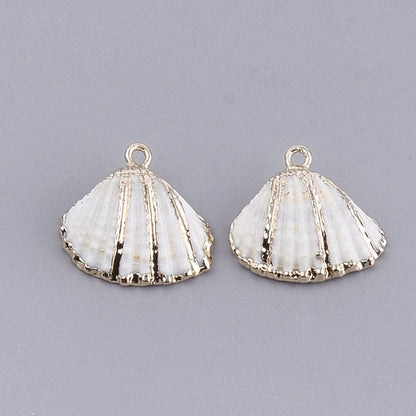 Gold Electroplated Seashell Charm Pendants - 5pcs - (2511)