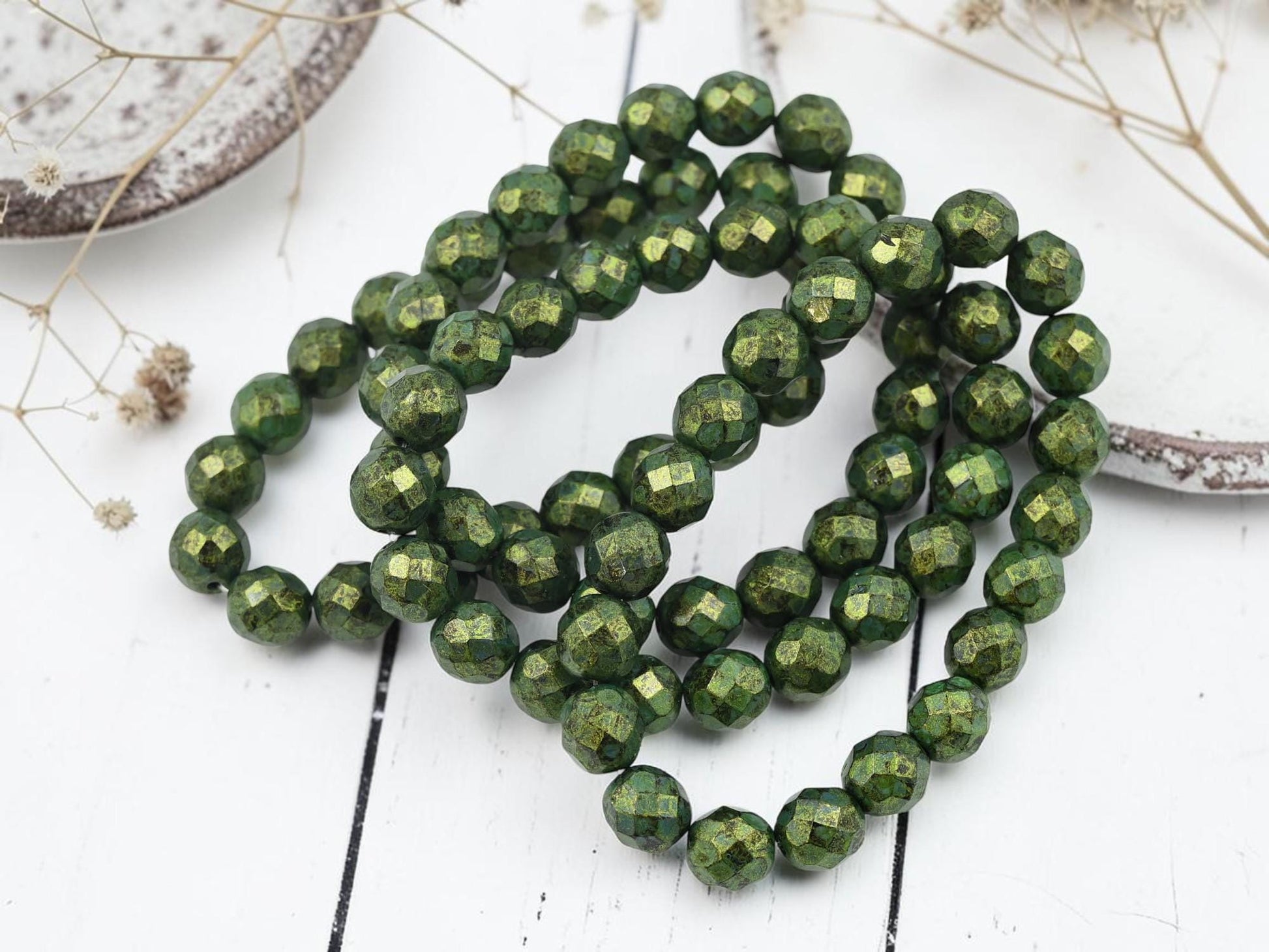 Czech Glass Beads - Fire Polished Beads - Round Beads - Faceted Beads - 8mm - 20pcs - (6093)