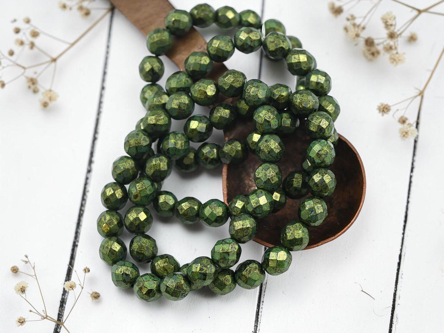 Czech Glass Beads - Fire Polished Beads - Round Beads - Faceted Beads - 8mm - 20pcs - (6093)