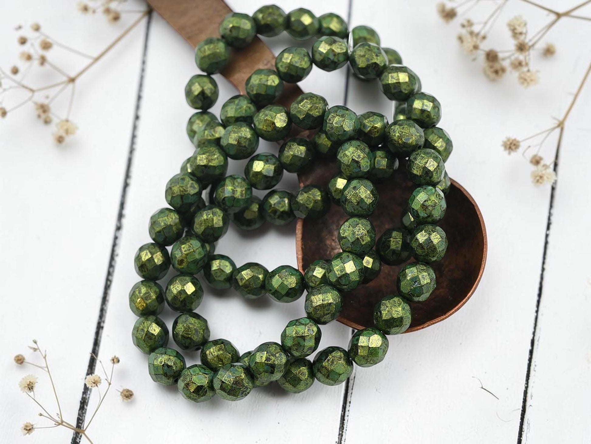 Czech Glass Beads - Fire Polished Beads - Round Beads - Faceted Beads - 8mm - 20pcs - (6093)