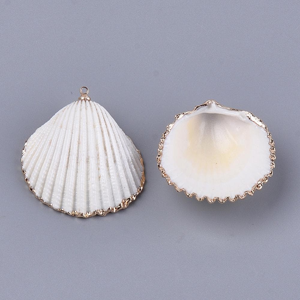 Gold Electroplated Seashell Charm Pendants - 5pcs - (2511)
