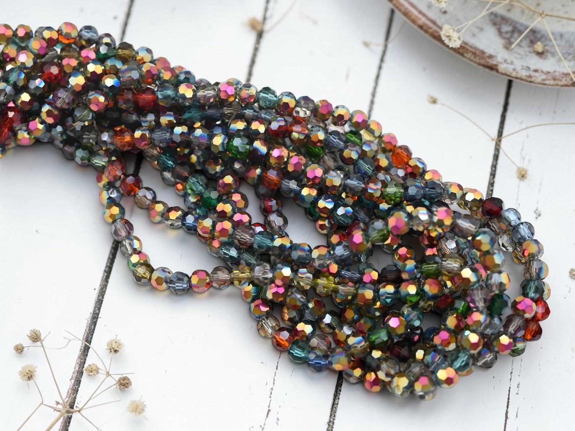 Glass Bead Strands - Fire Polished Beads - Chinese Crystal - Faceted Beads - Electroplated Glass - 20" Strand - (1851)