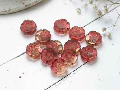Picasso Beads - Hawaiian Flower Beads - Czech Glass Beads - Czech Glass Flowers - 12mm - 12 Beads (A235)