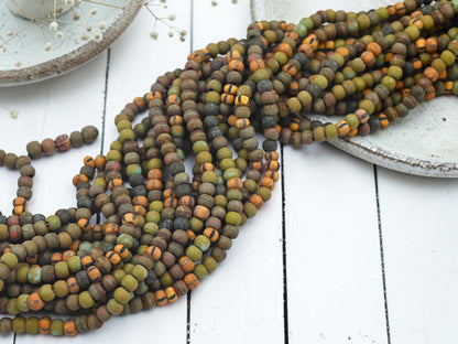 Czech Glass Aged Picasso Seed Beads - 4/0 - 5mm - 21" Strand - (2427)