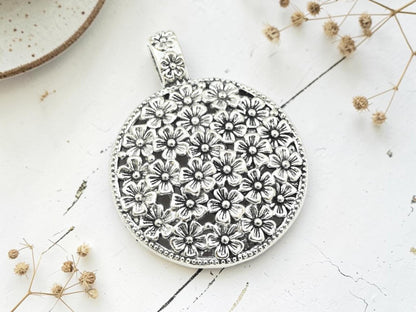 *2* 59x45mm Metal Floral Medallion Pendants - Choose Your Color