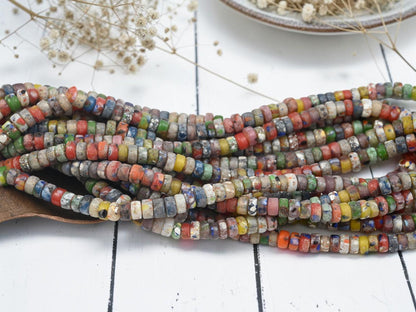Heishi Beads - Eco-Friendly Beads - Indonesian Beads - Recycled Glass Beads - 6x3mm - 20" Strand - (799)
