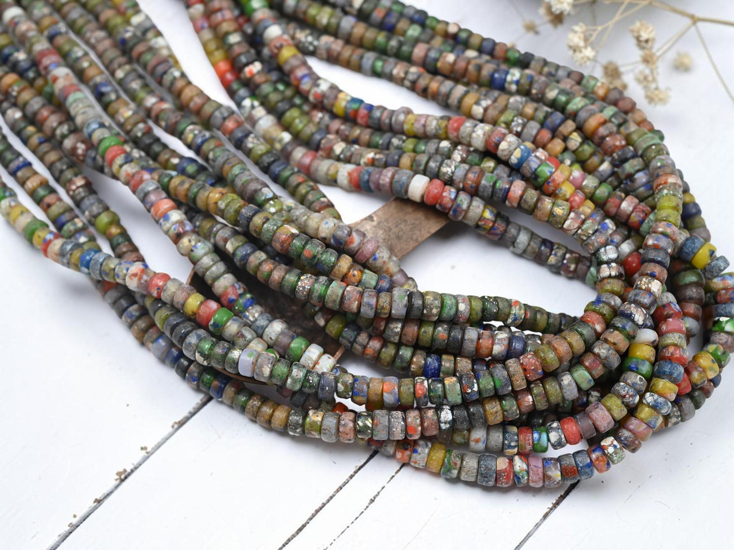 Indonesian Eco Friendly Recycled Heishi Rondelle Beads - 6x3mm - 20" Strand - (A126)