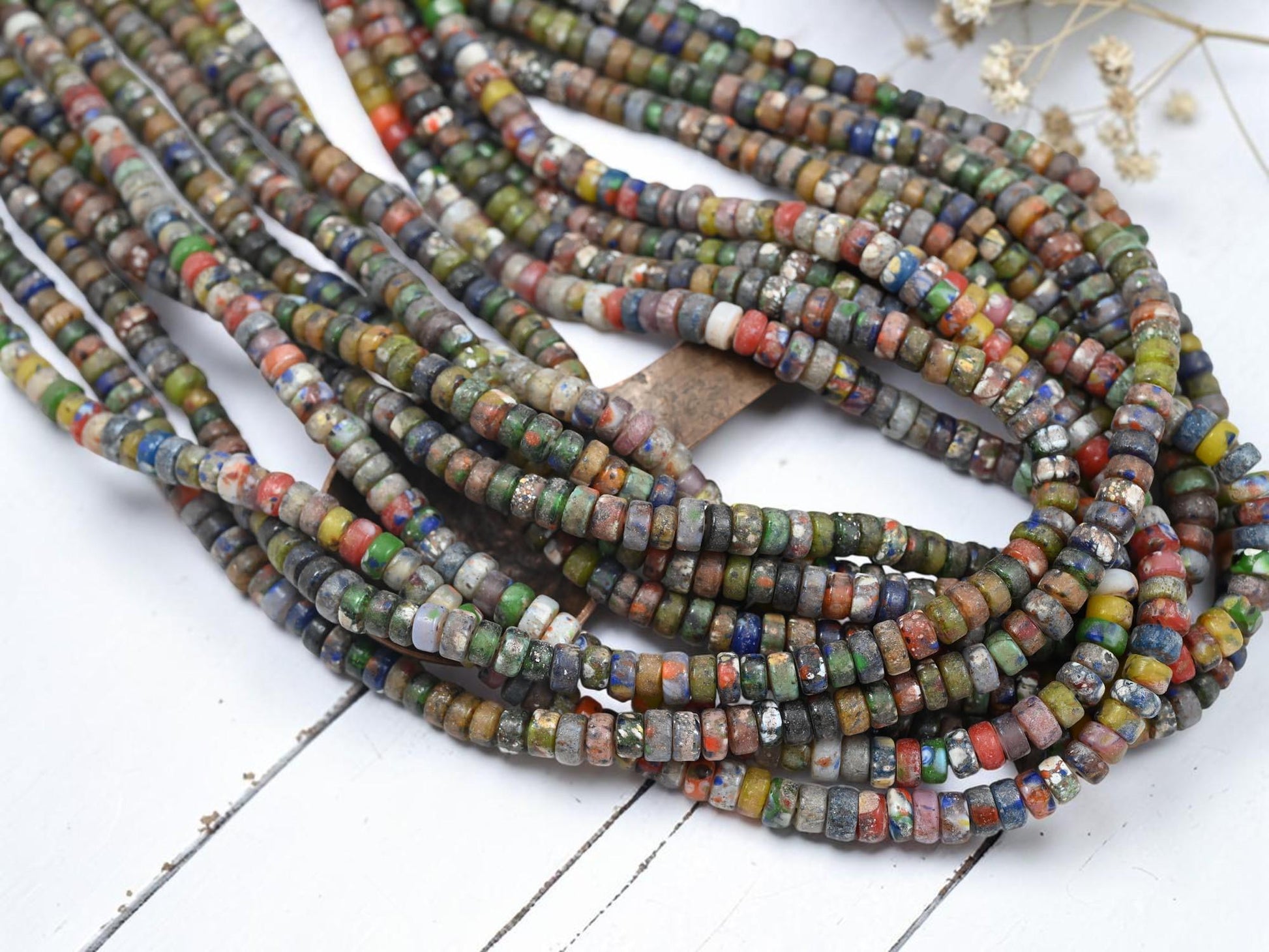 Indonesian Eco Friendly Recycled Heishi Rondelle Beads - 6x3mm - 20" Strand - (A126)