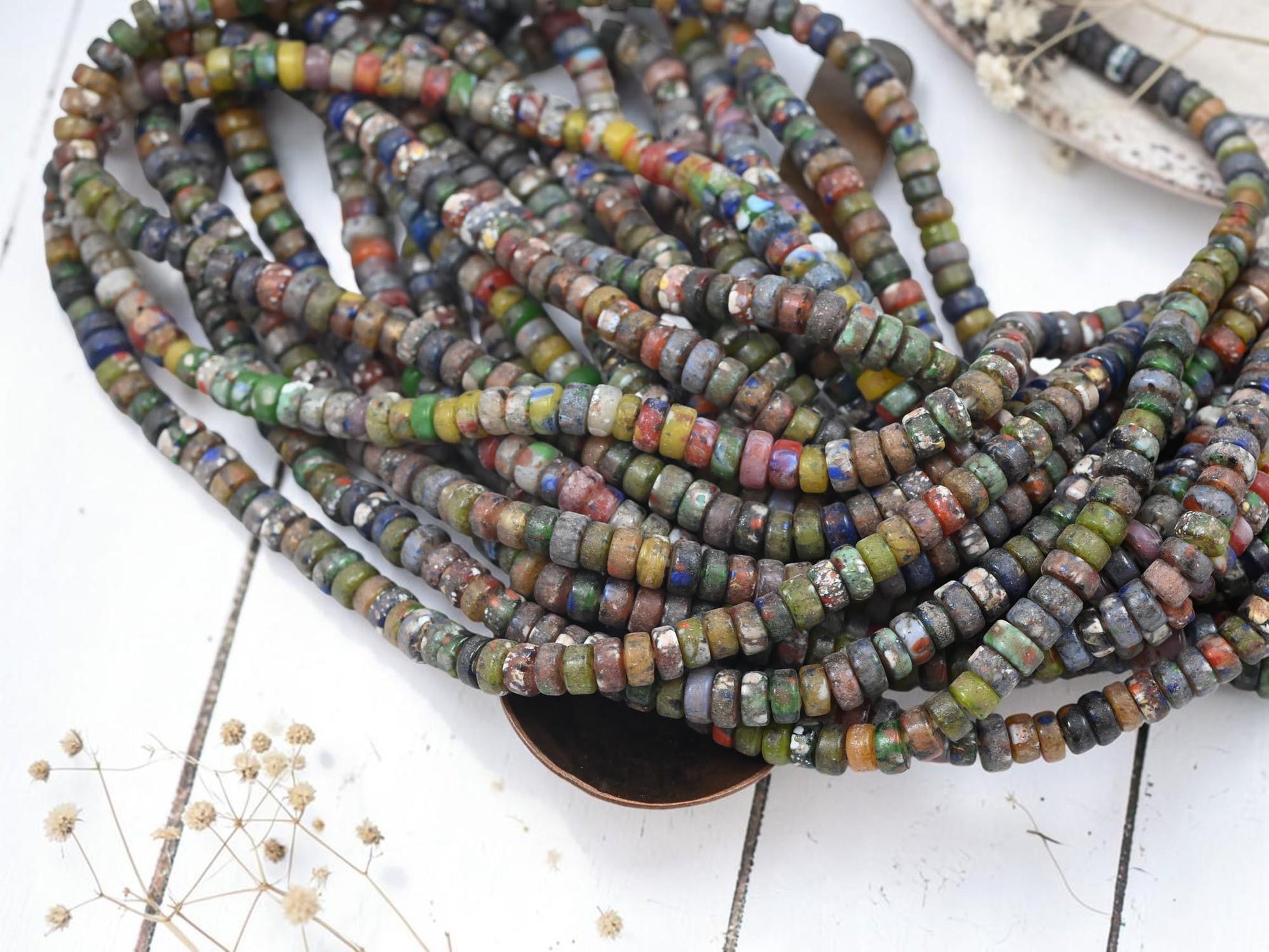 Indonesian Eco Friendly Recycled Heishi Rondelle Beads - 6x3mm - 20" Strand - (A126)