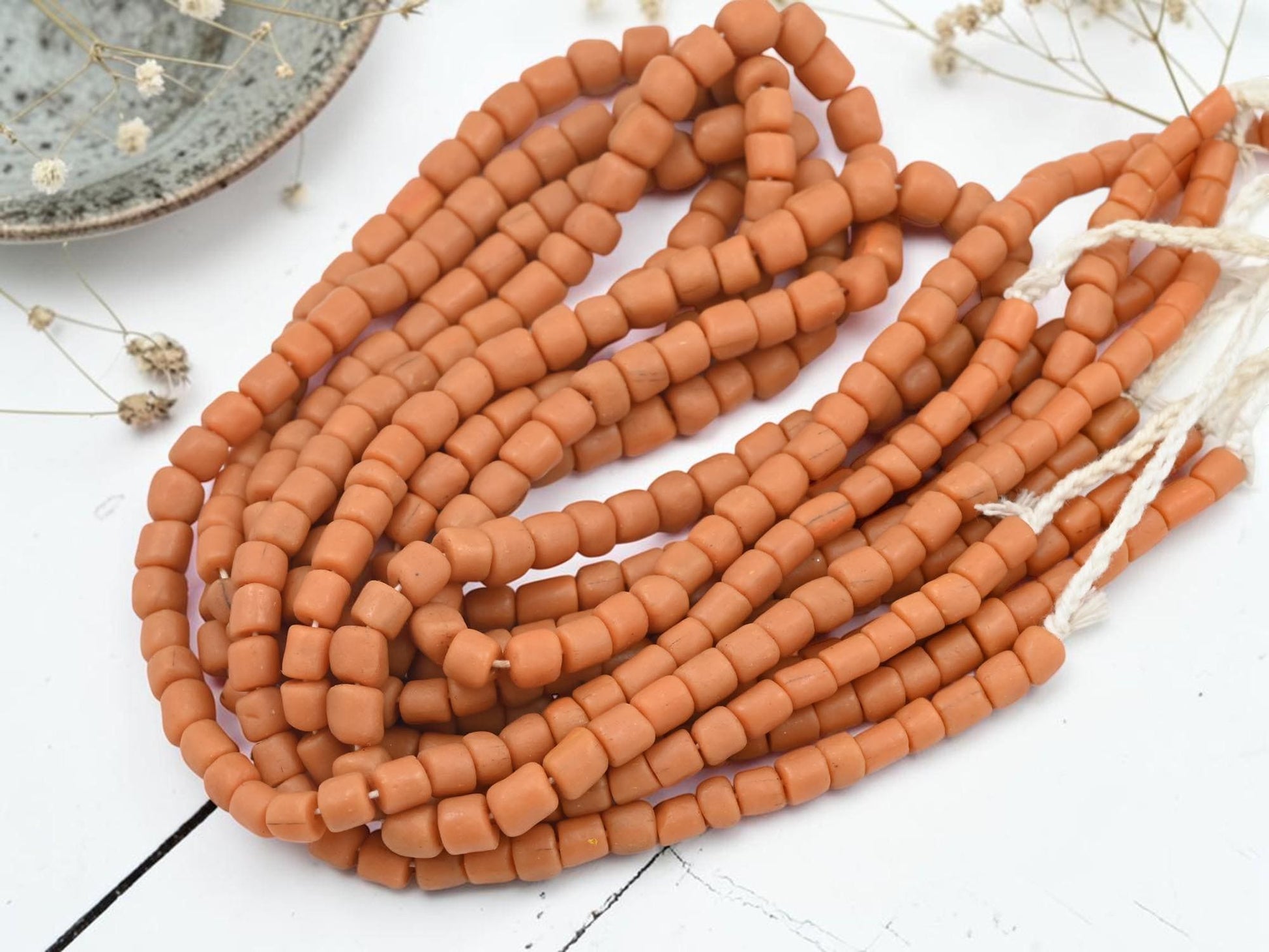 Indonesian Recycled Java Glass Trade Beads - 6-8mm - 23" Strand - (A551)