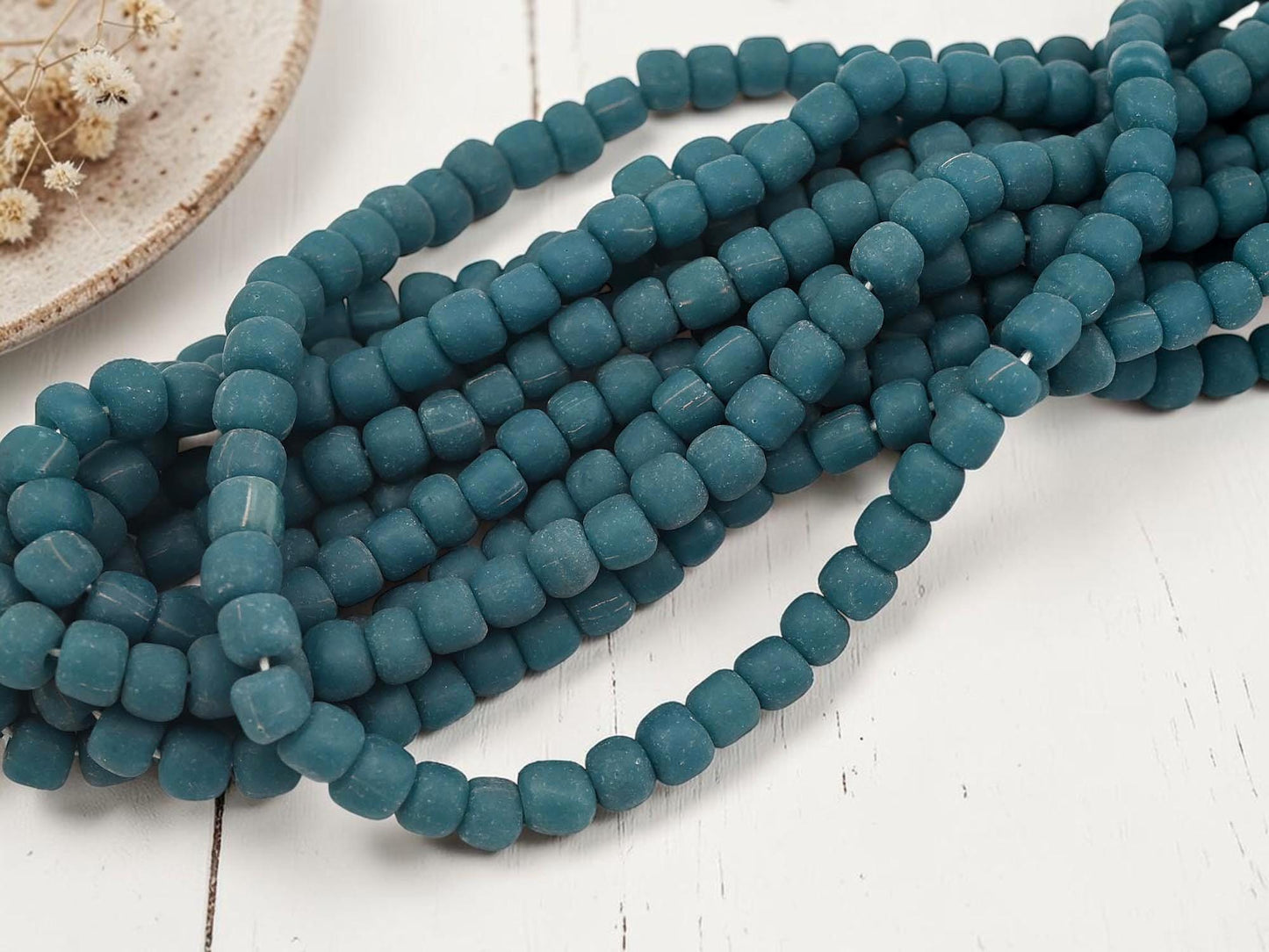 Indonesian Recycled Java Glass Trade Beads - 6-8mm - 23" Strand - (B67)