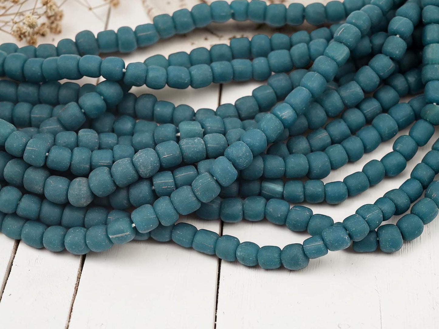 Indonesian Recycled Java Glass Trade Beads - 6-8mm - 23" Strand - (B67)