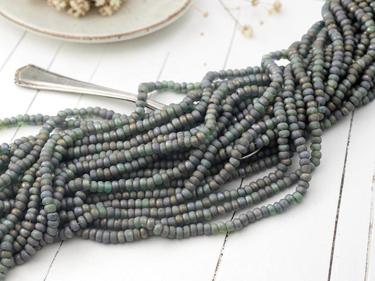 Picasso Seed Beads - Aged Picasso Beads - Czech Glass Beads - Size 6 Seed Beads - 6/0 - 22" Strand - (A102)