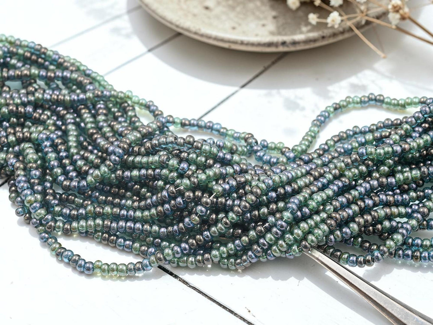 Picasso Seed Beads - Aged Picasso Beads - Czech Glass Beads - Size 6 Seed Beads - 6/0 - 21" Strand - (A272)