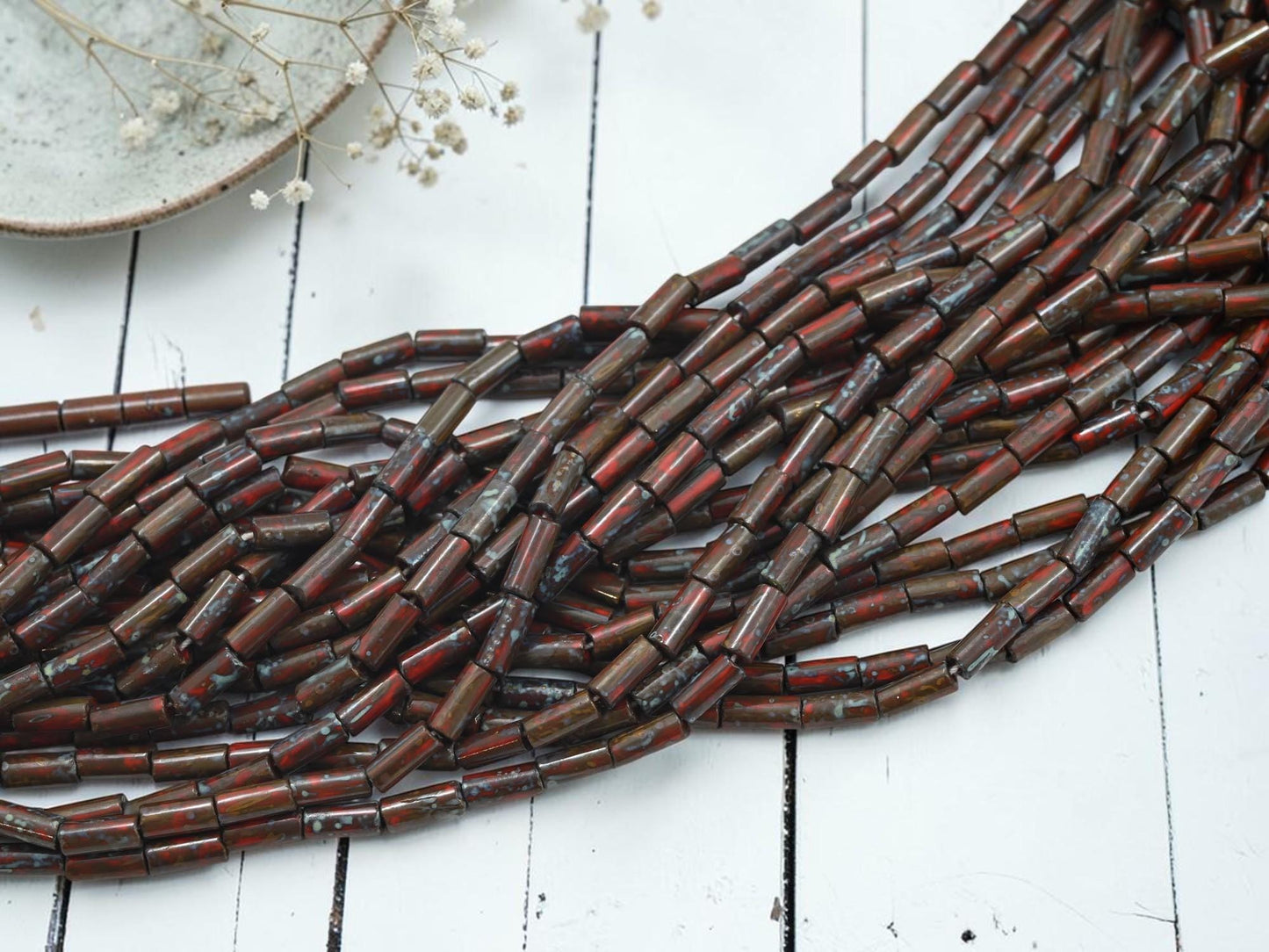 Bugle Beads - Picasso Beads - Czech Glass Beads - Seed Beads - 9x4mm - 20" Strand - (A658)