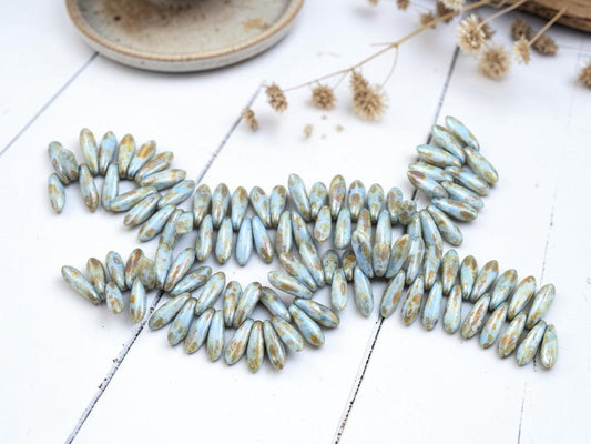 Czech Pressed Glass Small Baby Dagger Beads - 3x11mm - 50pcs - (B747)