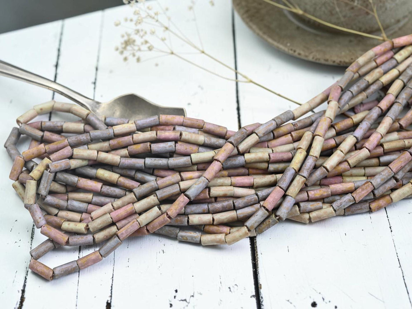 Bugle Beads - Picasso Beads - Czech Glass Beads - Seed Beads - 9x4mm - 20" Strand - (B608)