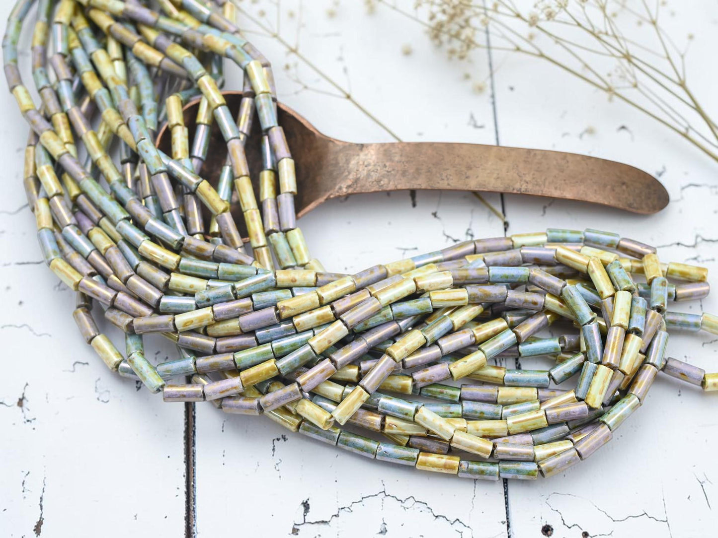 Bugle Beads - Picasso Beads - Czech Glass Beads - Seed Beads - 9x4mm - 20" Strand - (5512)