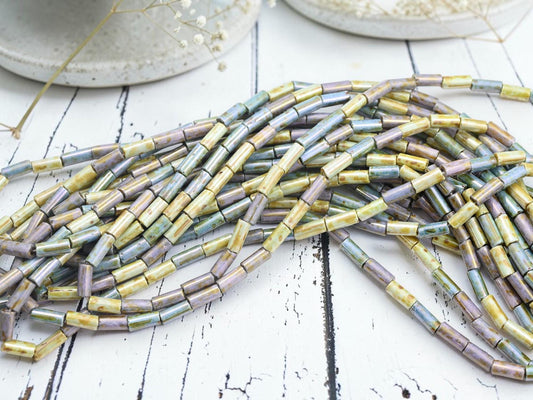 Bugle Beads - Picasso Beads - Czech Glass Beads - Seed Beads - 9x4mm - 20" Strand - (5512)