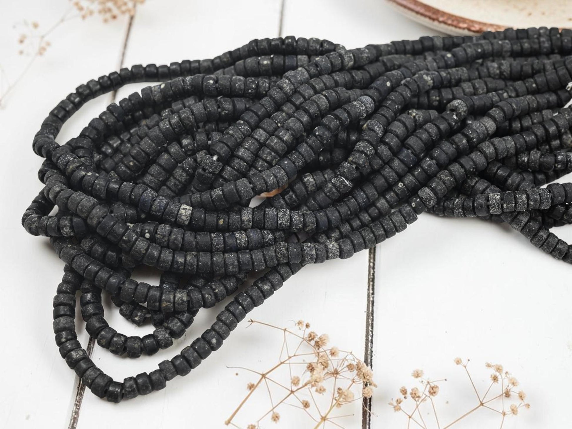 Indonesian Eco-Friendly Recycled Glass Heishi Rondelle Beads - 6x3mm - 20" Strand - (267)