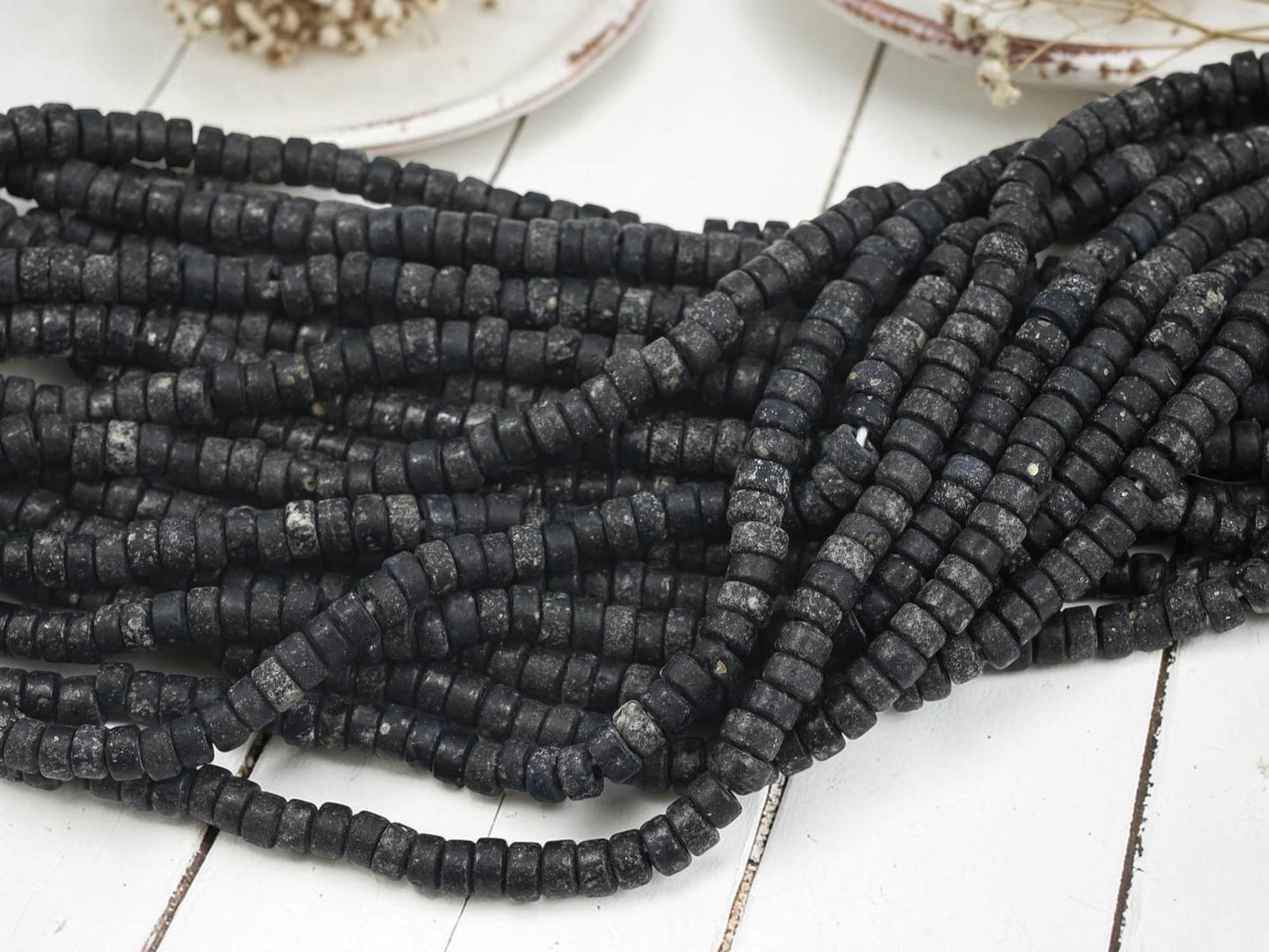 Indonesian Eco-Friendly Recycled Glass Heishi Rondelle Beads - 6x3mm - 20" Strand - (267)