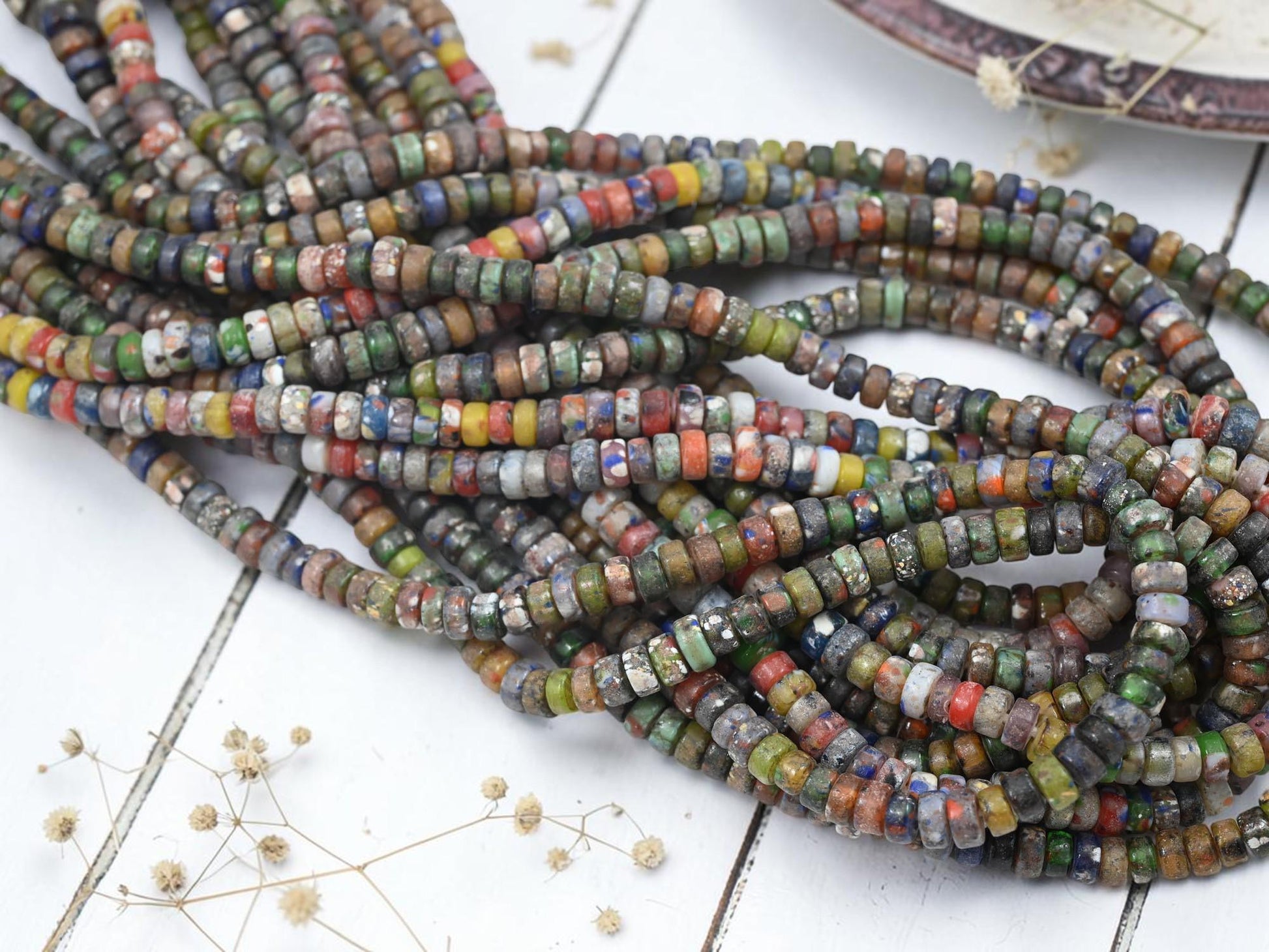 Indonesian Eco Friendly Recycled Heishi Rondelle Beads - 6x3mm - 20" Strand - (A126)