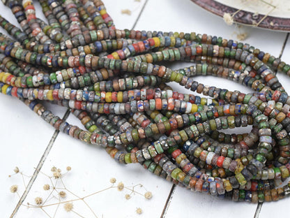 Indonesian Eco Friendly Recycled Heishi Rondelle Beads - 6x3mm - 20" Strand - (A126)