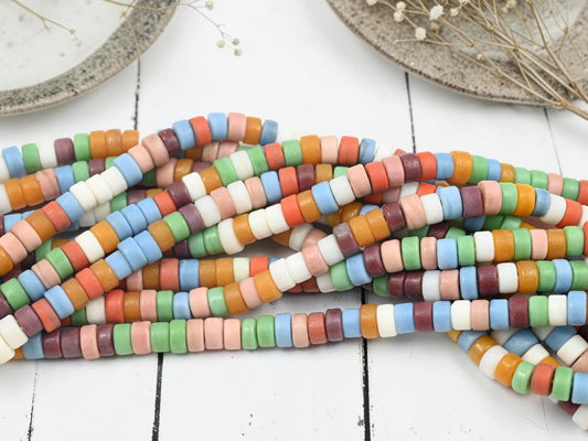 Recycled Glass Beads - Heishi Beads - Eco-Friendly Beads - Indonesian Beads - 8x4mm - 20" Strand - (B187)