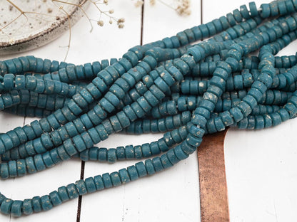 Heishi Beads - Eco-Friendly Beads - Indonesian Beads - Recycled Glass Beads - 8x4mm - 20" Strand - (B384)