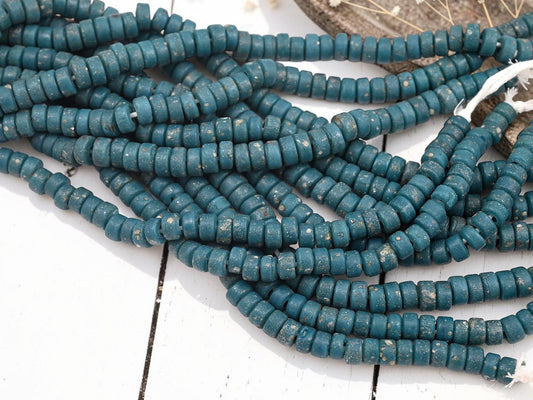 Heishi Beads - Eco-Friendly Beads - Indonesian Beads - Recycled Glass Beads - 8x4mm - 20" Strand - (B384)