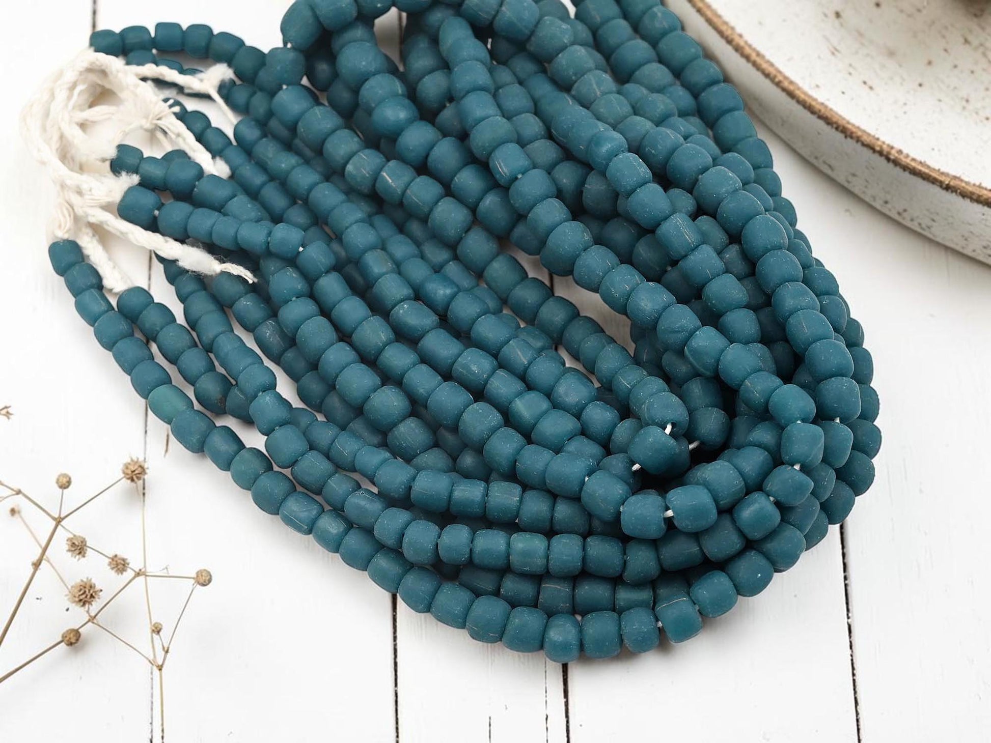 Indonesian Recycled Java Glass Trade Beads - 6-8mm - 23" Strand - (B67)