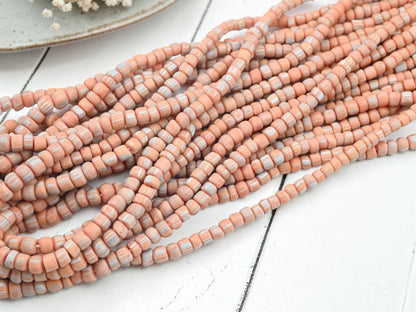 Indonesian Recycled Java Glass Gooseberry Trade Beads - Matte Peach - 4-7mm - 24" Strand - (2293)
