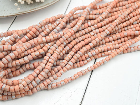 Indonesian Recycled Java Glass Gooseberry Trade Beads - Matte Peach - 4-7mm - 24" Strand - (2293)