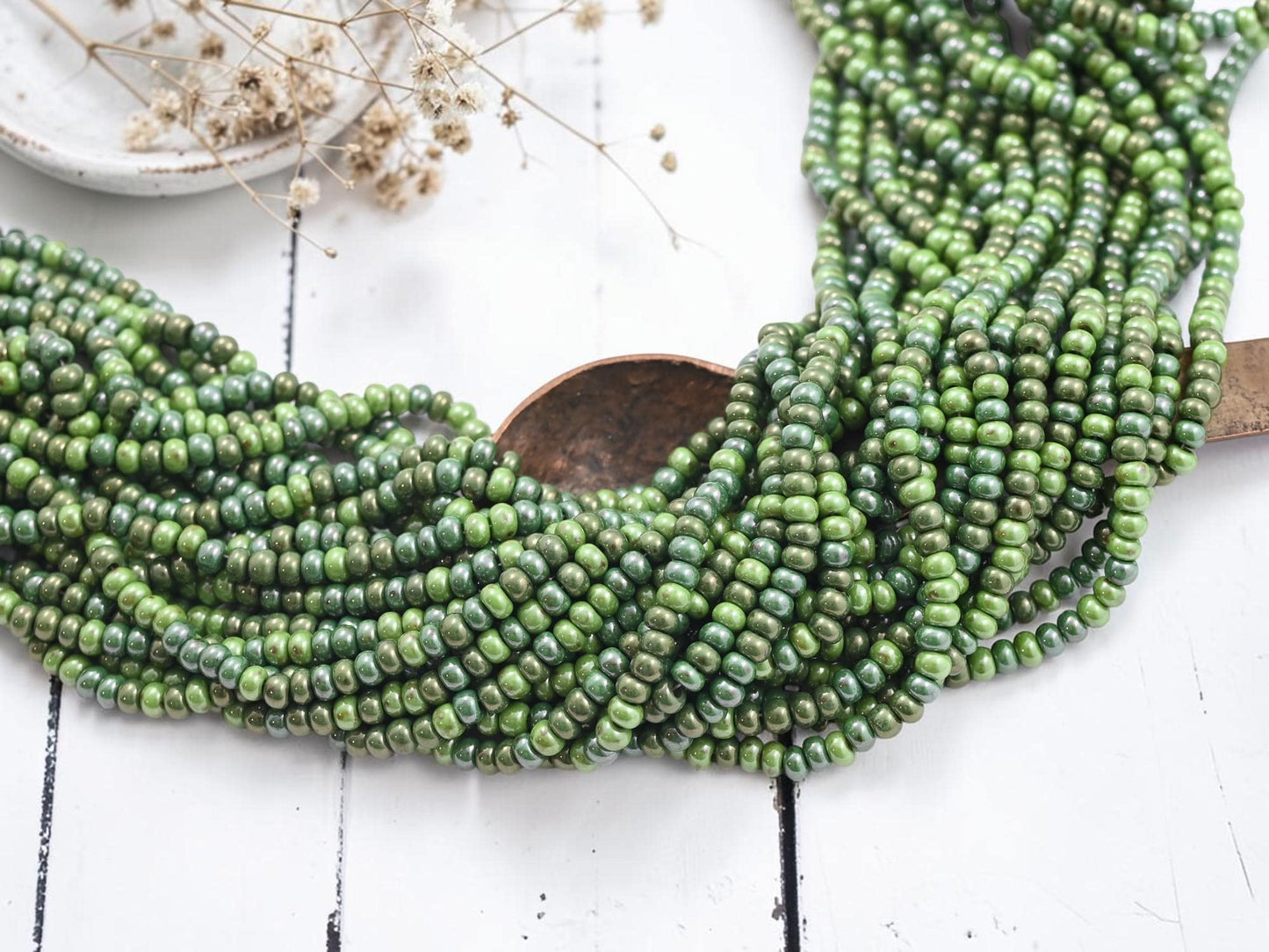 Picasso Seed Beads - Aged Picasso Beads - Czech Glass Beads - Size 6 Seed Beads - 6/0 - 22" Strand - (3799)