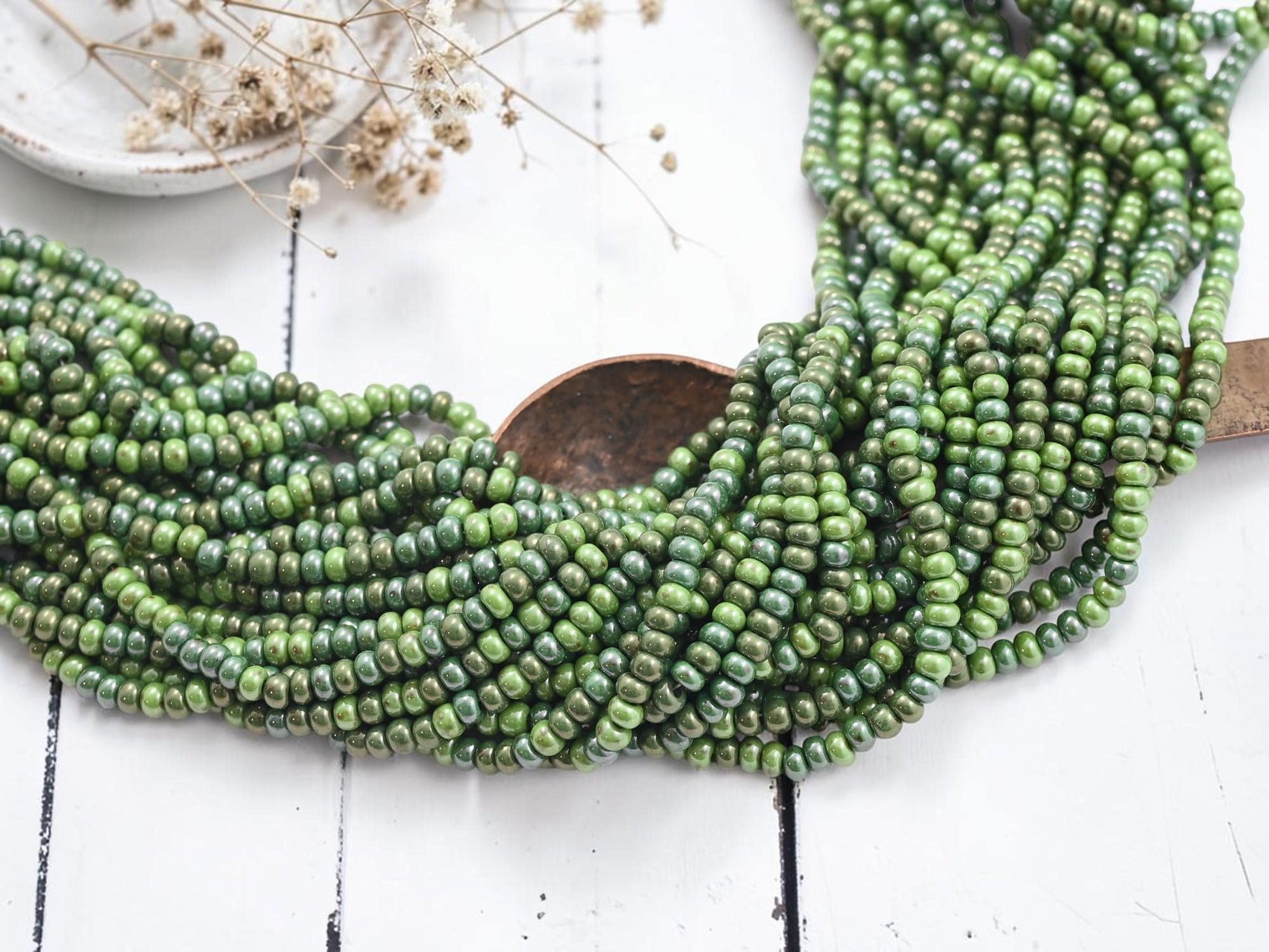Picasso Seed Beads - Aged Picasso Beads - Czech Glass Beads - Size 6 Seed Beads - 6/0 - 22" Strand - (3799)