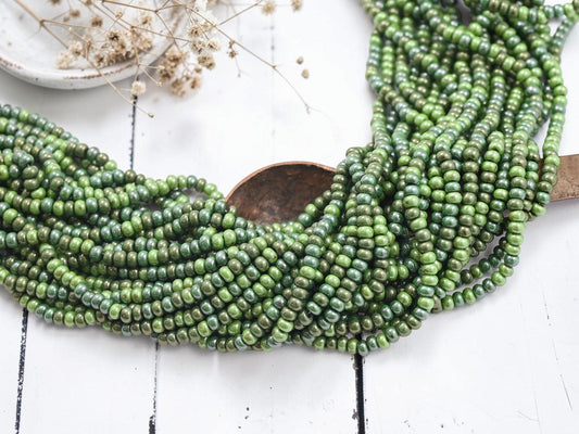 Picasso Seed Beads - Aged Picasso Beads - Czech Glass Beads - Size 6 Seed Beads - 6/0 - 22" Strand - (3799)