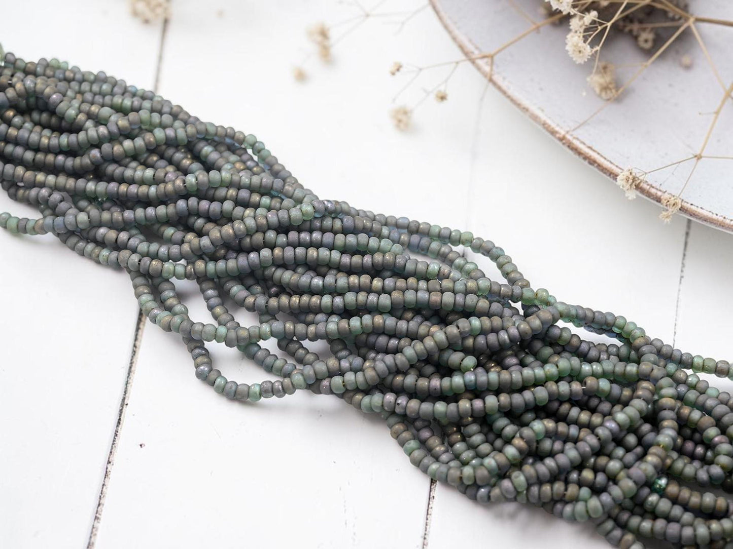 Picasso Seed Beads - Aged Picasso Beads - Czech Glass Beads - Size 6 Seed Beads - 6/0 - 22" Strand - (A102)