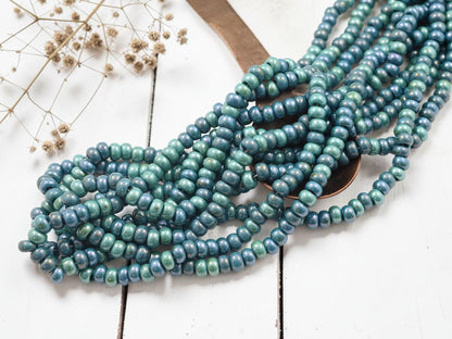 Aged Seed Beads - Picasso Beads - Large Seed Beads - 1/0 - Czech Glass Beads - Large Hole Beads - 6mm - 18" Strand - (B602)