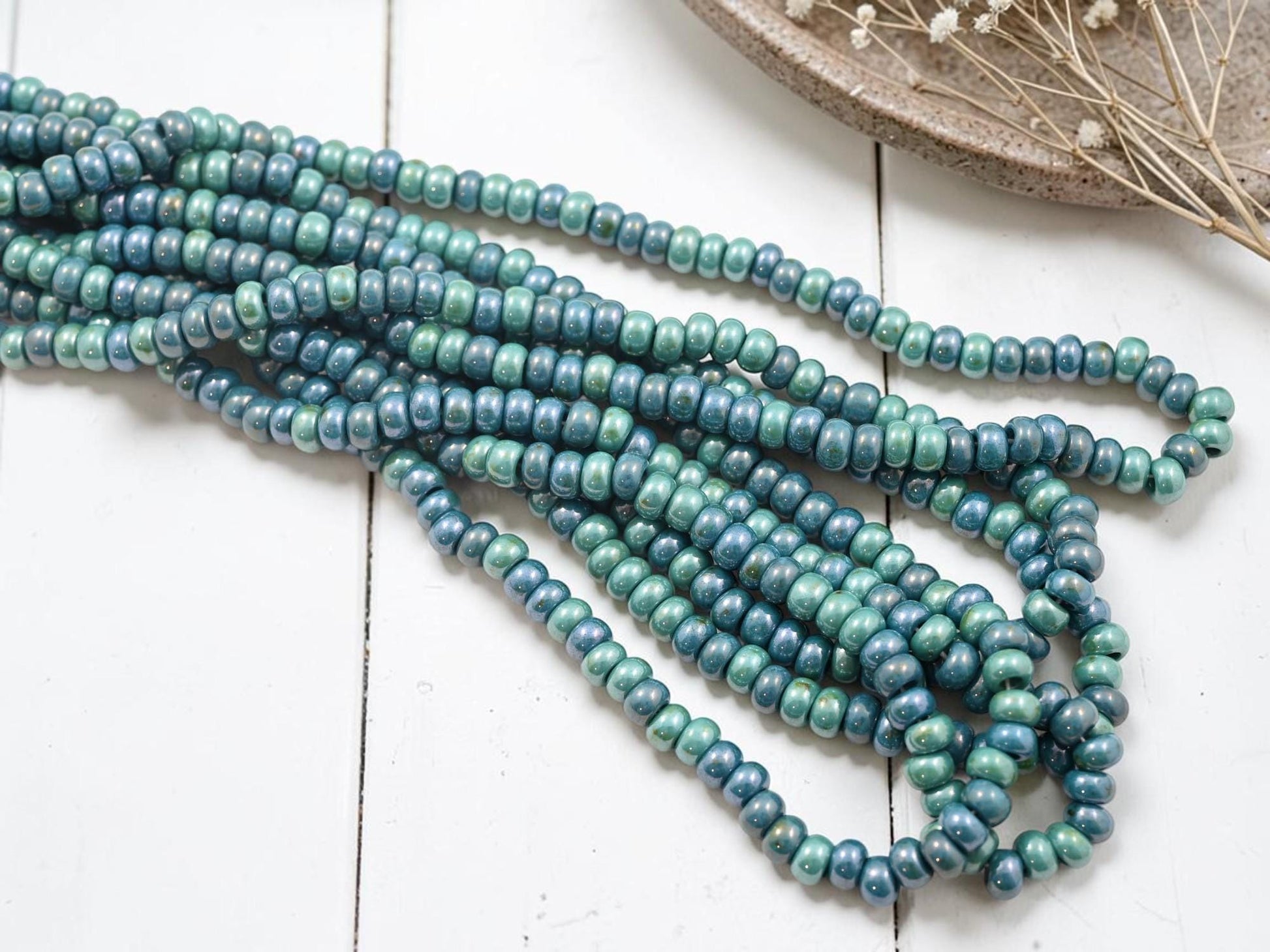 Aged Seed Beads - Picasso Beads - Large Seed Beads - 1/0 - Czech Glass Beads - Large Hole Beads - 6mm - 18" Strand - (B602)